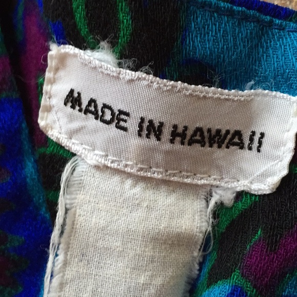 Made in Hawaii turquoise empire waist/zipper back - Picture 6 of 8
